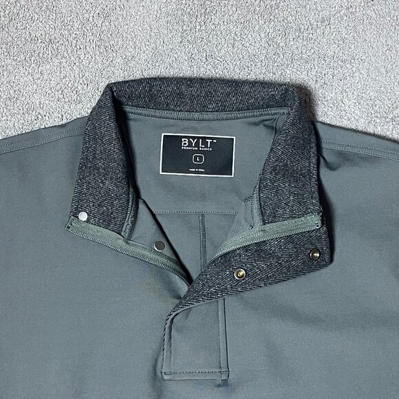 Bylt Fairway Drop-Cut Pullover Premium Basics Quarter Zip Snaps Men's Large - Picture 3 of 6